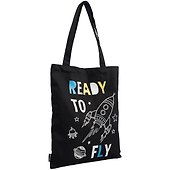 Сумка-шоппер Ready to fly (ракета) черная, текстиль 40см.*32см. - 1