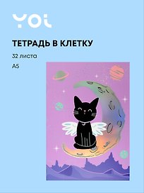 Тетрадь общая «Cat wings», 32 листа в клетку, А5 - Yoi