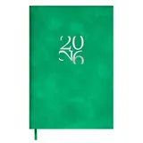 Ежедневник дат. 2026г. А6 120л "Бейбискин" зеленый, кожзам, мягк. переплет, тисн. фольгой, офсет, справ.мат-лы, ляссе, инд.уп