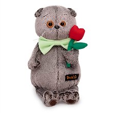 Мягкая игрушка Басик с тюльпаном (19 см)