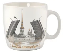 Кружка фарф.мал."СПб.Спас-Медный" ч/б рисунок