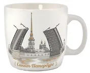 Кружка фарф.мал."СПб.Спас-Медный" ч/б рисунок