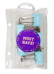 Зажимы для бумаг «Настроение» Must Have!, 32 мм, 5 штук, синие