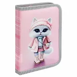 Пенал 1 отделение "Кошечка в пальто" 20*13,3*3,5 см, полиэстер