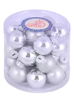 Набор маленьких елочных шариков в тубусе (серебро) (стекло) (2,5 см) (24 шт)
