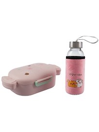 Набор Бутылка в чехле велюр Kawaii Котики Enjoy the little things (стекло) (300мл) (12-07599-KWI2)+Ланч-бокс Кролик Kawaii 1000мл (пластик) (20х13х7) (12-34435-LB5)