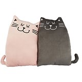 Подушка Котики парочка , серый с розовым,31 см