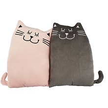 Подушка Котики парочка , серый с розовым,31 см