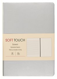 Записная книжка «Soft touch. Серебро» А6+, 80 листов в линейку/в точку/нелинованная, экокожа, Listoff