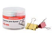 Зажимы для бумаг 32мм 10шт цветные, пласт/уп, GoodMark
