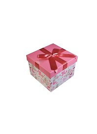 Коробка подарочная "Розовые медведи" 12,5*12,5*8,2см, картон, декор бантик, Вейксинг