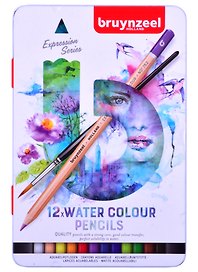 Карандаши акварельные 12цв "Expression Aquarel" +кисть, металл.кор. 