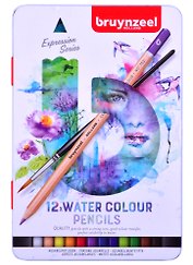 Карандаши акварельные 12цв "Expression Aquarel" +кисть, металл.кор. 