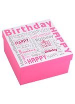Коробка подарочная "Happy birthday" розовая, 15*15*8,5см, картон