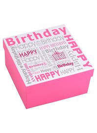Коробка подарочная "Happy birthday" розовая, 15*15*8,5см, картон