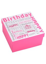 Коробка подарочная "Happy birthday" розовая, 15*15*8,5см, картон