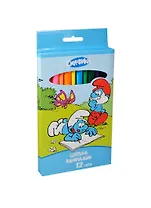 Карандаши цветные 12цв «Смурфики» толстые, трехгр., к/у, подвес, РОСМЭН