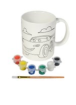 Керамическая кружка MultiArt для росписи с рис. Тачки Disney (1271-15) (+краски+кисть) (3+) (коробка) (в кор. 48шт)