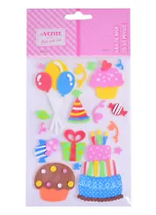 Наклейки объемные deVENTE День рождения (фоамиран) (110х150 мм.) (3+) (8002015) (deVente) (упаковка)