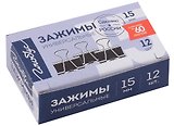 Зажимы для бумаг 15мм 12шт черные, к/к, Глобус