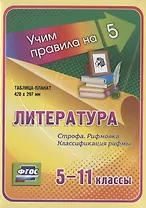 Литература. Строфа. Рифмовка. Классификация рифмы. 5-11 классы. Таблица-плакат