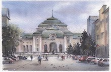 Открытка "Уфа. Башкирский академический театр драмы имени Мажита Гафури"