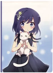 Блокнот Аниме Девушка с белым котиком (Сёдзё) (цветная)