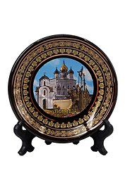 Магнит-тарелка Псков,Коллаж (7см) (фарфор) (Псков) (026-7BL-25K8)