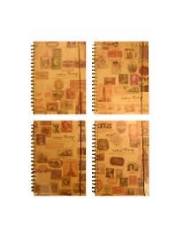 Книга для записей B5 192л лин. "Postage stamp" 7БЦ, спираль, на резинке, инд.уп., Haich