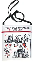 Сувенир, Сумка текстильная для документов From SPb with love, цв.белый 109-2-W-04-05-eng