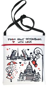 Сувенир, Сумка текстильная для документов From SPb with love, цв.белый 109-2-W-04-05-eng
