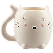 Кружка с ушками Мордочка котика с закрытыми глазками (белая) (керамика) (350 мл) (12-07132-201 - 0
