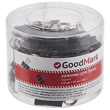 Зажимы для бумаг GoodMark, 19 мм, 40 штук, чёрные
