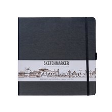 Скетчбук 20*20, 80 листов "Sketchmarker" черный, 140г/м2, слоновая кость