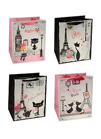 Пакет подарочный бумажный А5 18*23*10 "Cat traveler", жен., мат. ламинат, Kairui