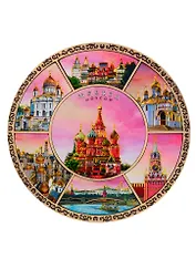 Тарелка мет.с фольгой 13 см Москва.ХВБ аква цв.бронза (13-8-18-FBR)