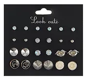 Бижутерия Пусеты в наборе, 12 пар Металлик микс (упаковка)