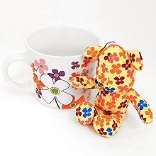 Подарочный набор мишка и кружка Flowers (SN004)