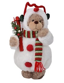 Мягкая игрушка Новогодний Мишка-снеговик (пластик, ткань) (20х40)