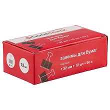Зажимы для бумаг GoodMark, малые, 12 штук, чёрные