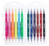 Фломастеры 12 цветов, двухсторонние, пулевидный/кисть, Art idea