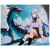 Холст с красками по номерам "Девушка с драконом", 40 х 50 см