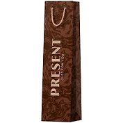 Пакет бутылочный 36*12*8,5 "Bottle present" нейтр., бум.мат.ламинат