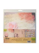 Набор бумаги для скрапбукинга Акварельные цветы (AF-003) (30,5х28,5см) (3л.)