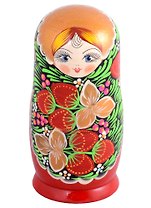 Матрешка 5 в 1 средняя (Ягодки, Эскиз 06, Клубничка с золотым трилистником)