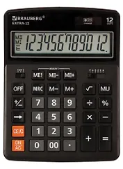 Калькулятор 12 разрядный настольный, двойн.питание, черный, 206*155мм