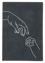 Обложка для паспорта Рука и лапка (линия) (темно-синяя, белый рисунок) (эко кожа, нубук) (ОПН2024-2)