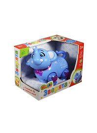 Игрушка Зверята Слоненок (MAC0303-004) (18см) (многофункц./свет/звук/на бат.) (Mioshi active) (голубой) (3+) (упаковка)