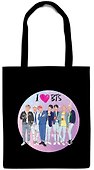 Сумка-шоппер. I love BTS (черная, 38х43 см, длина ручек 58 см) - 1