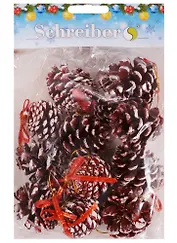 Шишки коричневые с бантиком (4смх5см) (12шт) (S-8363) (упаковка) (3+)